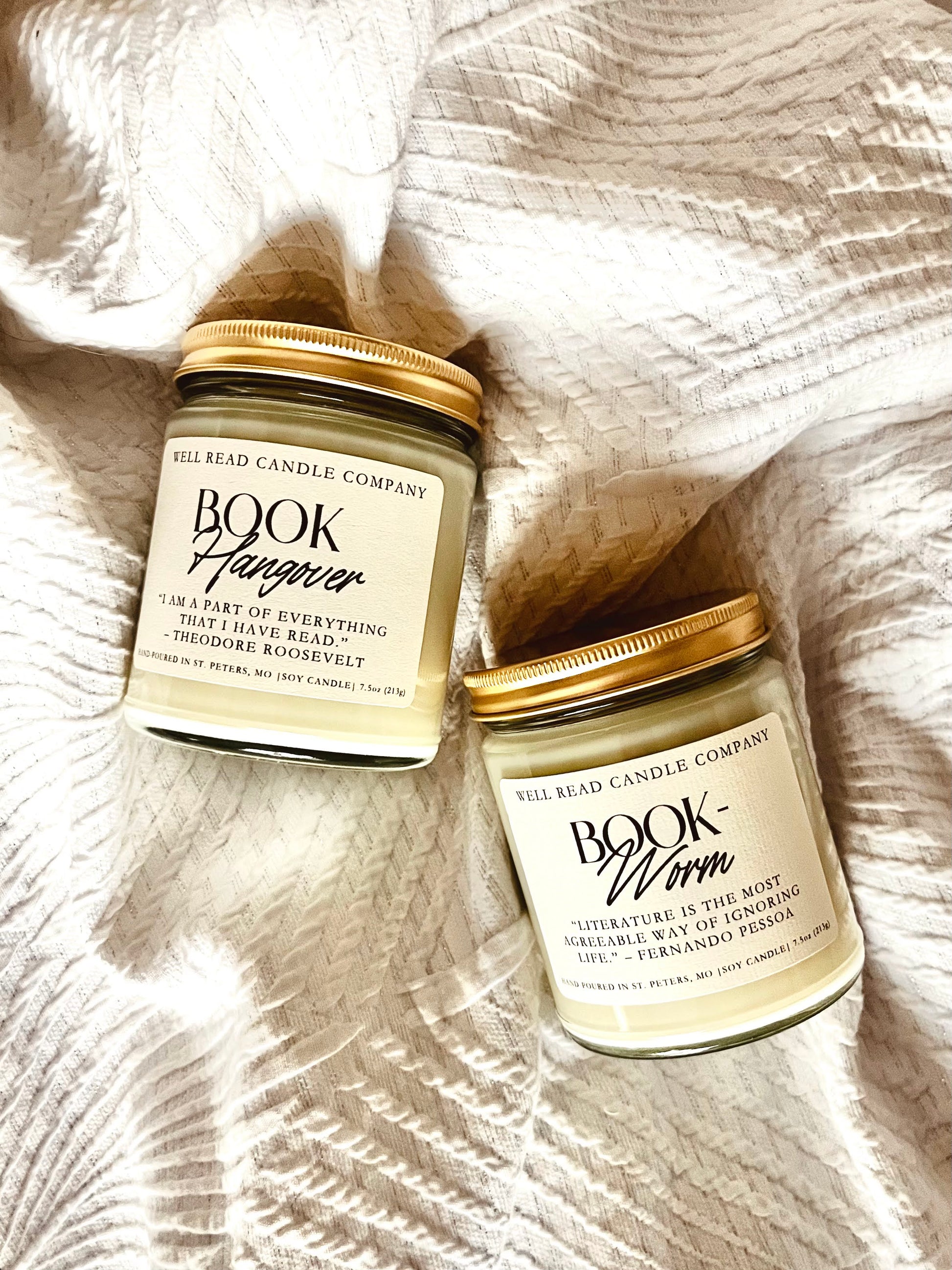 Book Hangover and Bookworm Bookish Soy Candles