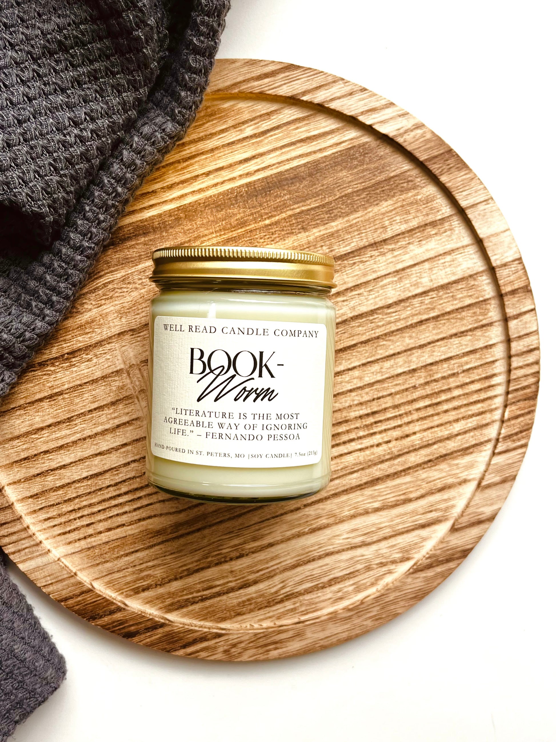 Bookworm Beachwood scented Soy Candle