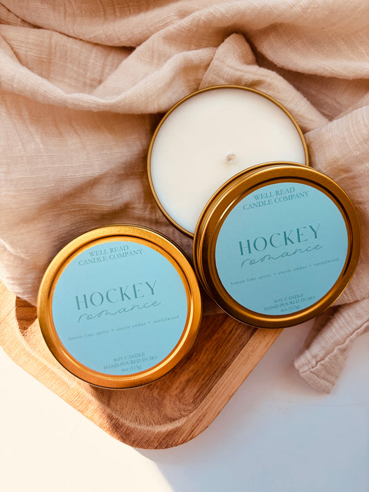 Hockey Romance Tin Candle