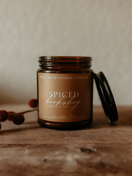 pumpkin spice bookish candle bookshop gift coffee 