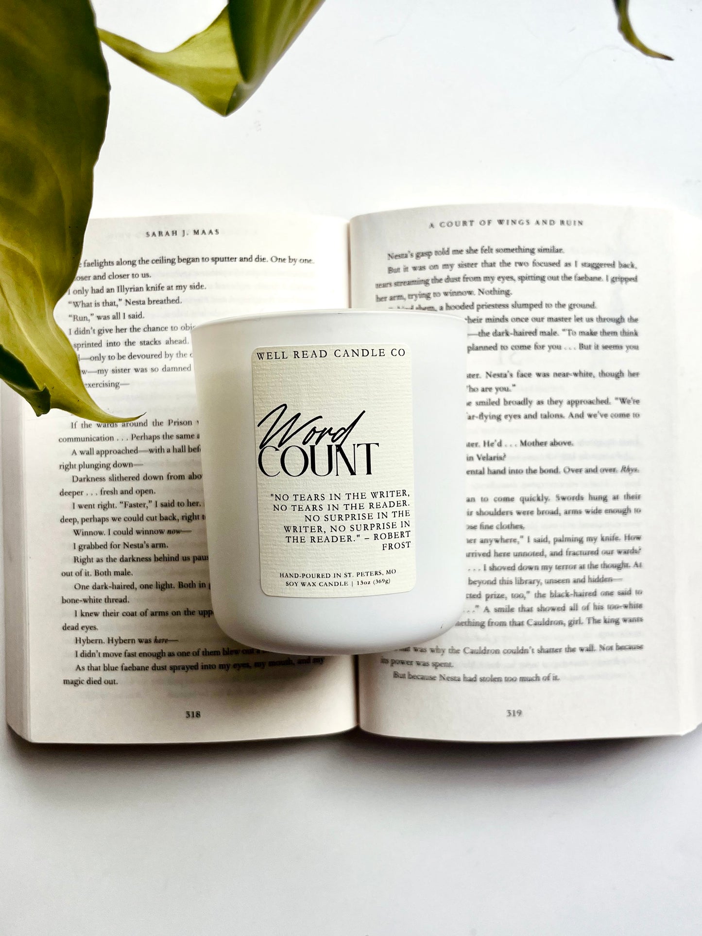 Patchouli scented soy candle bookish