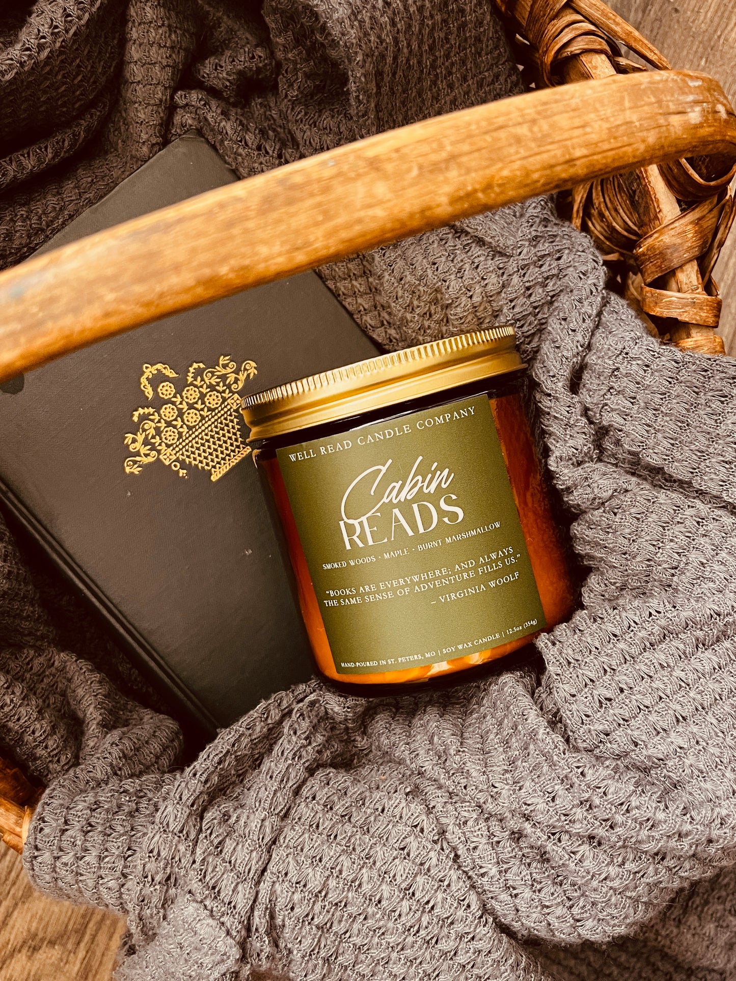 clean soy candle book woods bookish