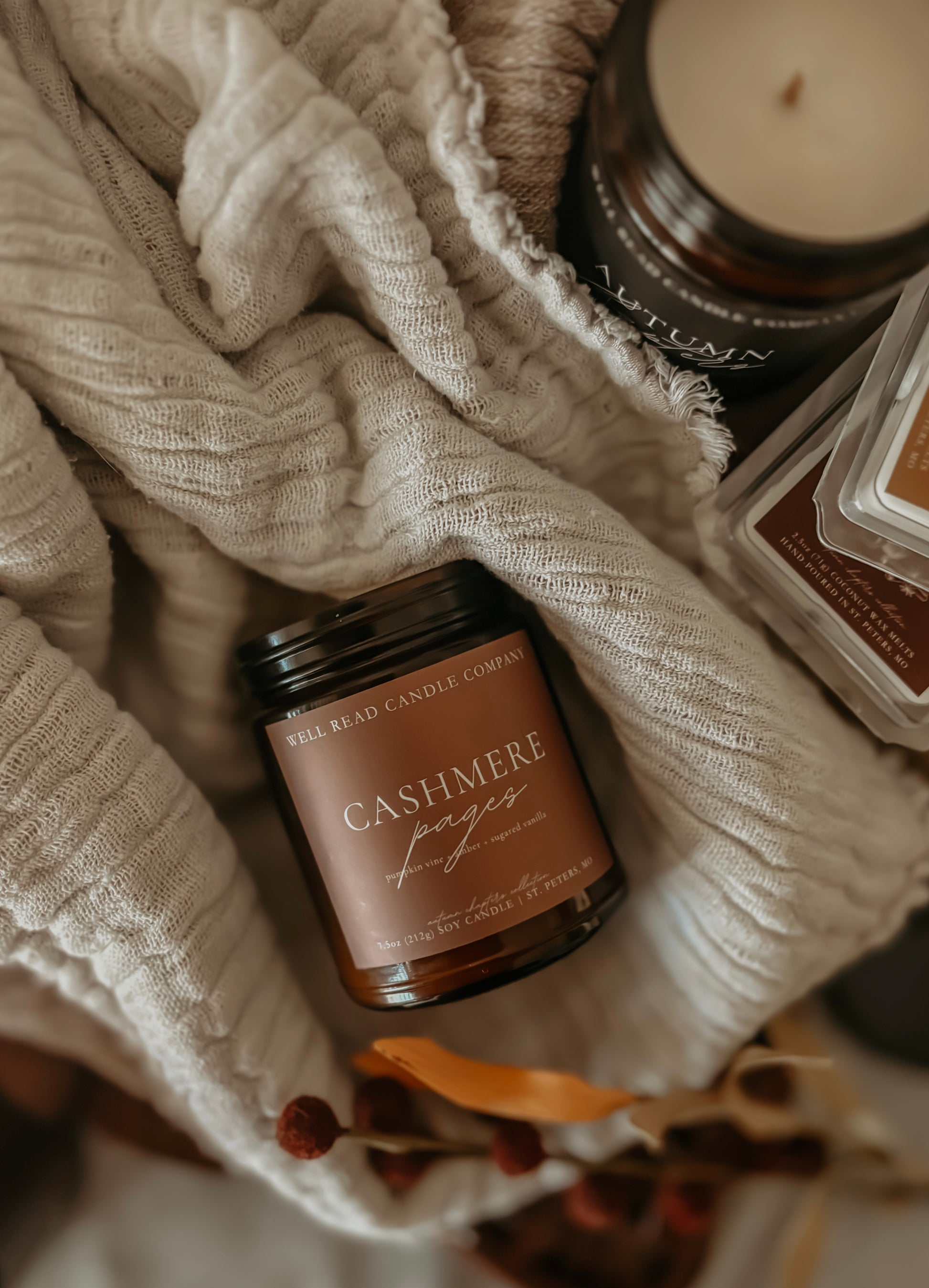 cashmere soy candle bookish cozy