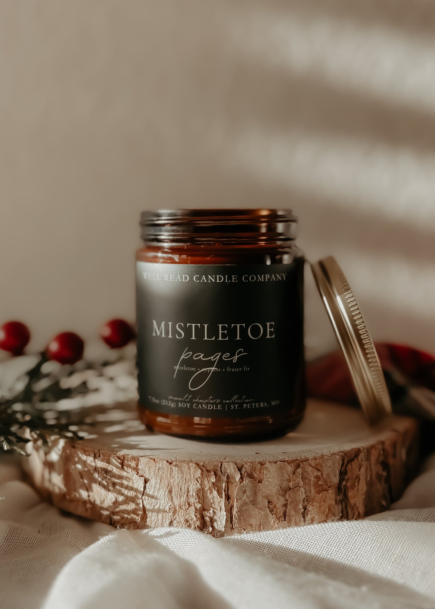 mistletoe fraser fir bookish book soy candle