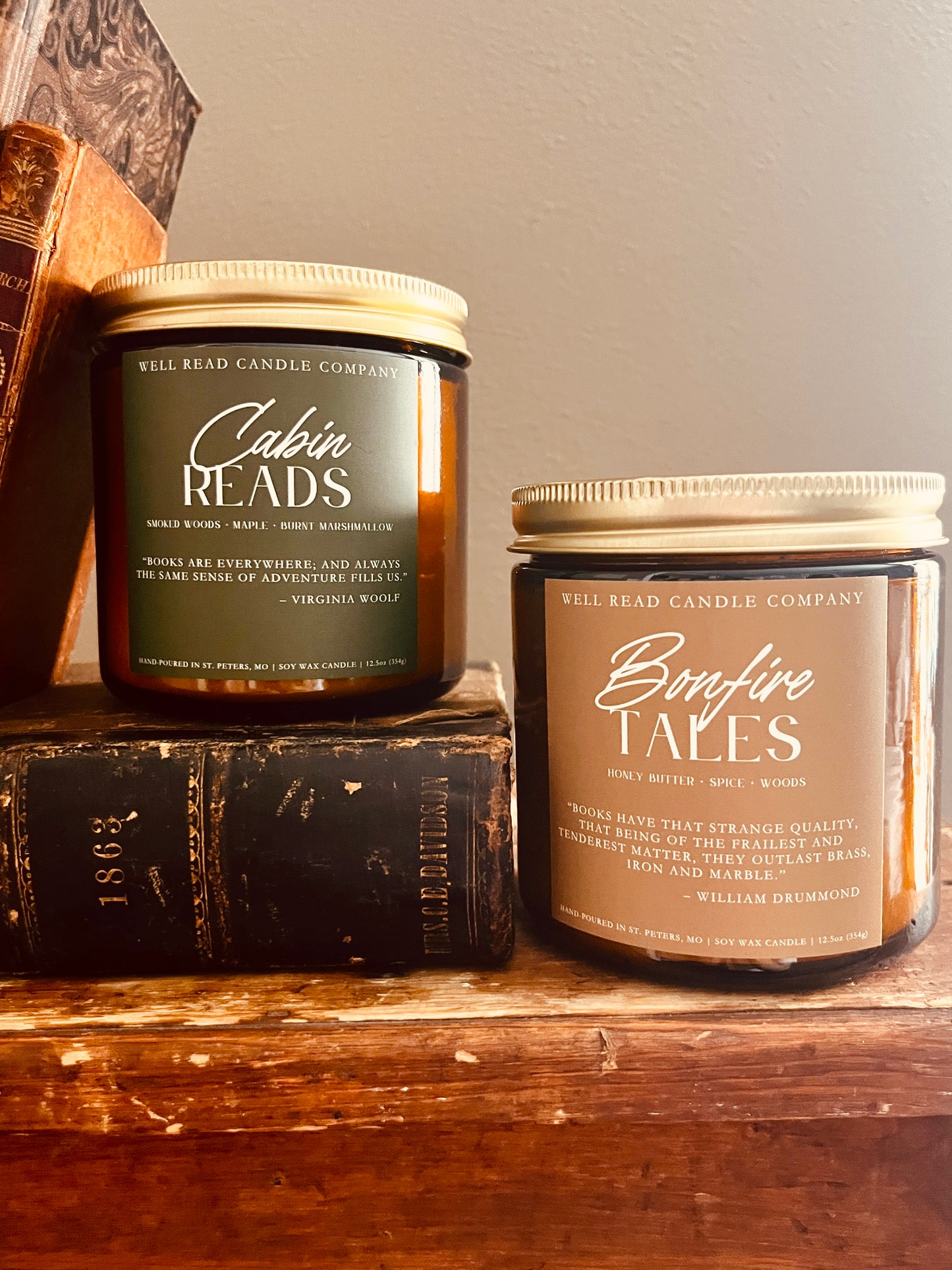 fall soy candles bookish book