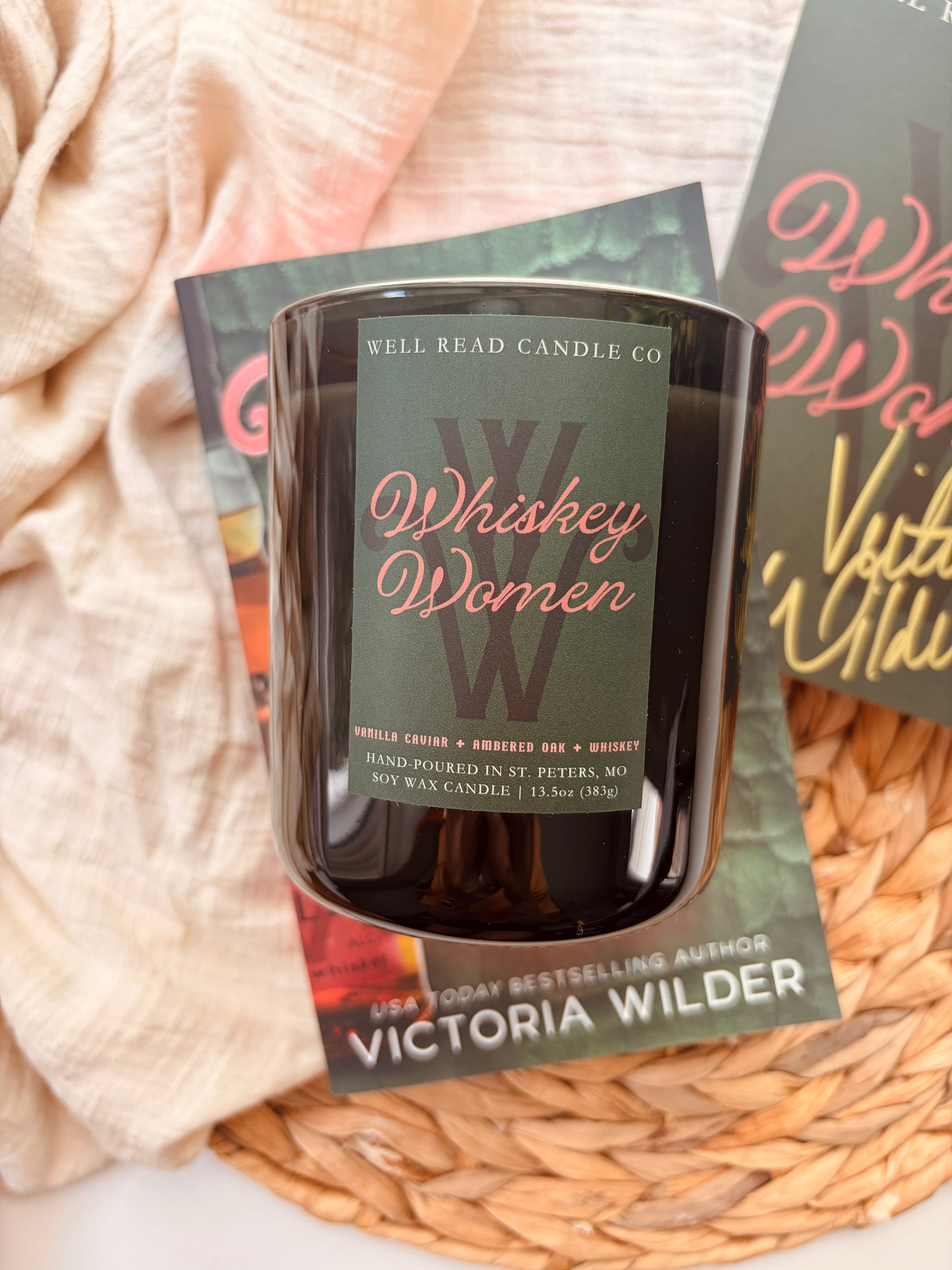 whiskey women bookish candle