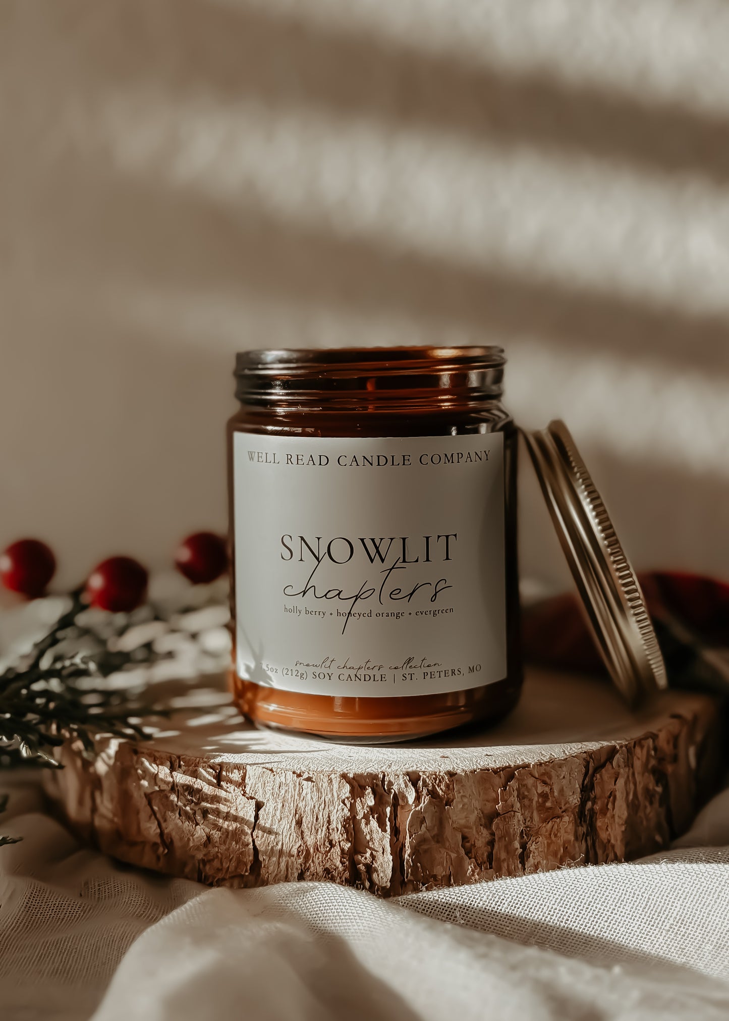 vintage christmas fruit bookish gift candle