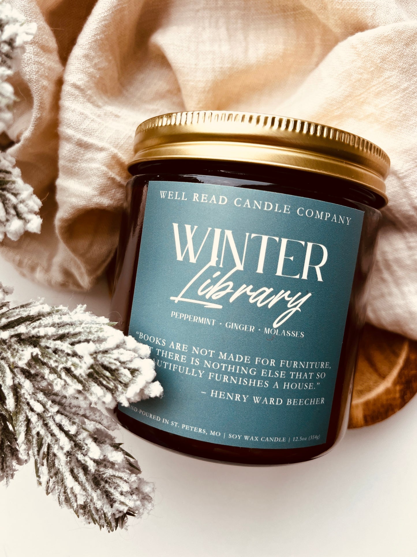 Winter Library Candle